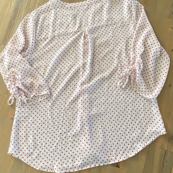 New York & Co, White w /red polka dot blouse, L - Picture 7 of 12